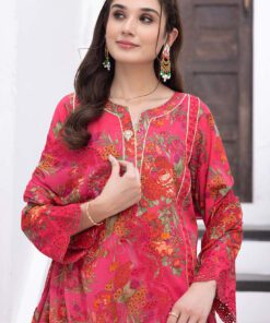 Alternative view of 3-Pc Unstitched Printed Embroidered Lawn Suit Crb23-19