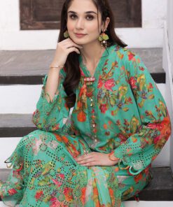 Alternative view of 3-Pc Unstitched Printed Embroidered Lawn Suit Crb23-15