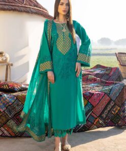 3-Pc Charizma Unstitched Premium Embroidered Lawn With Chiffon Dupatta RM23-03