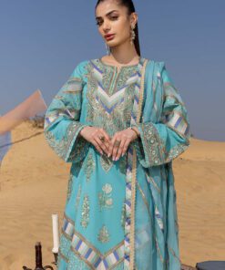 3-Pc Charizma Unstitched Premium Embroidered Lawn With Chiffon Dupatta RM23-09