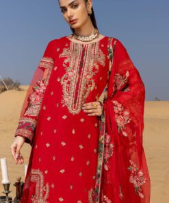 3-Pc Charizma Unstitched Premium Embroidered Lawn With Chiffon Dupatta RM23-08