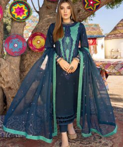 3-Pc Charizma Unstitched Premium Embroidered Lawn With Chiffon Dupatta RM23-07