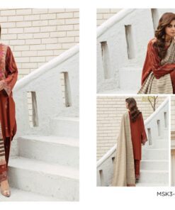 Charizma Masakali Embroidered Peach Leather with Velvet Stripes Shawl Winter collection vol.01