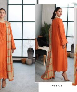 Alternative view of Charizma Poshima Embroidered Peach Leather with Printed Wool Shawl Winter collection