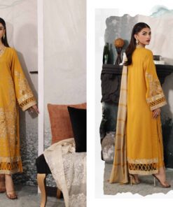 Alternative view of Charizma Poshima Embroidered Peach Leather with Printed Wool Shawl Winter collection