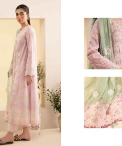 Alternative view of Qalamkar Qlinekar lawn with embroidered dupatta ASEMA