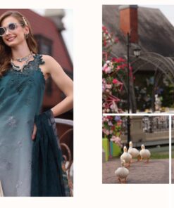 Alternative view of Noor D10- Teal Ombre – Pakistani Chikankaari Eid Dress USA