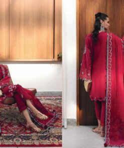 Qalamkar CM-03 Ruby Chikankari Dress In the USA