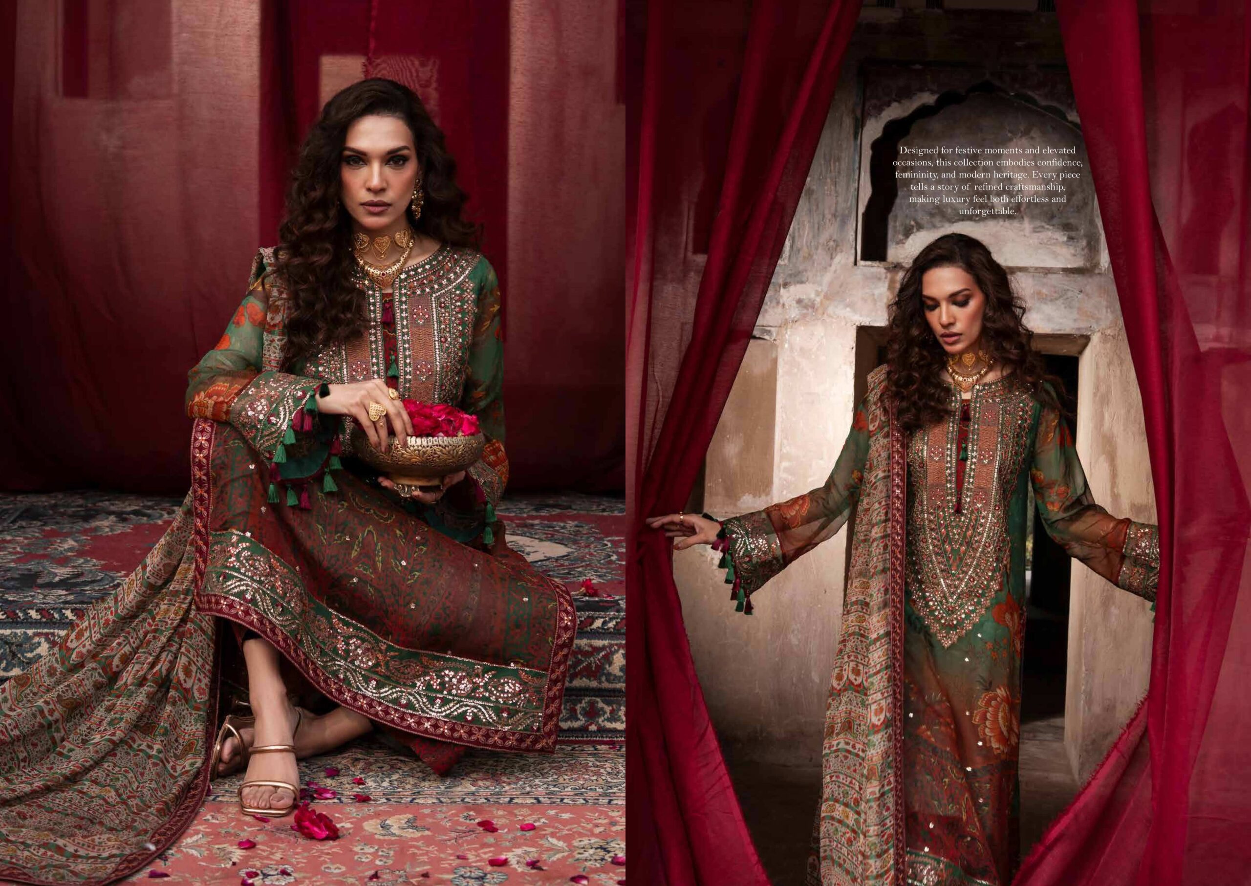 Charizma VSL6-04 Embroidery Printed Chiffon Dress In the USA