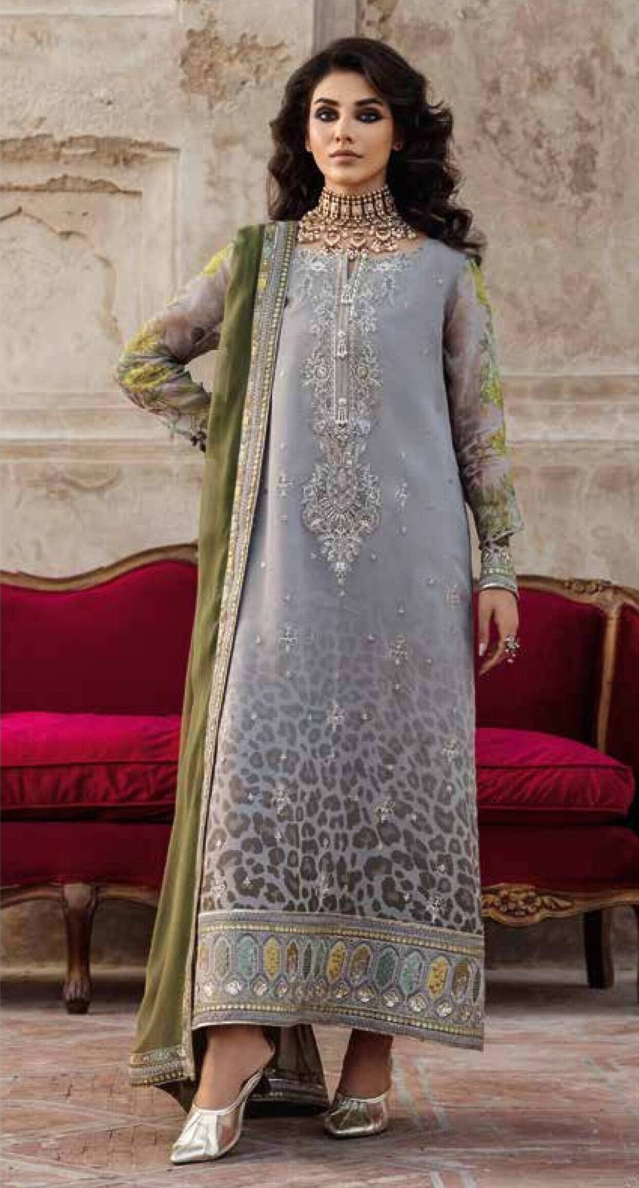Charizma VSL6-12 Embroidery Printed Chiffon Dress In the USA