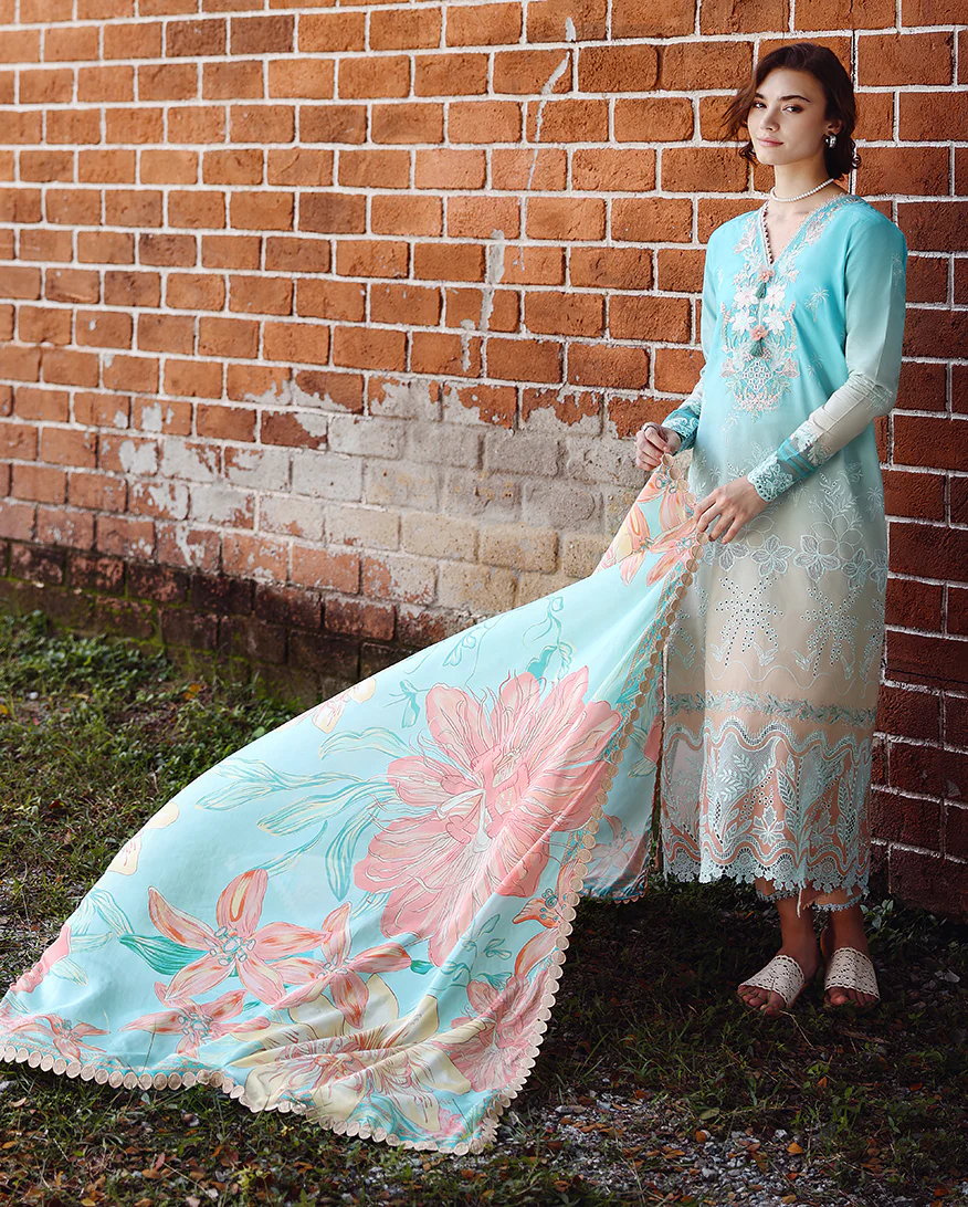 Mushq Whispered Dawn Chiken Emb Lawn Dress In the USA