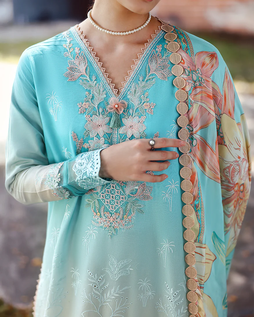 Mushq Whispered Dawn Chiken Emb Lawn Dress In the USA
