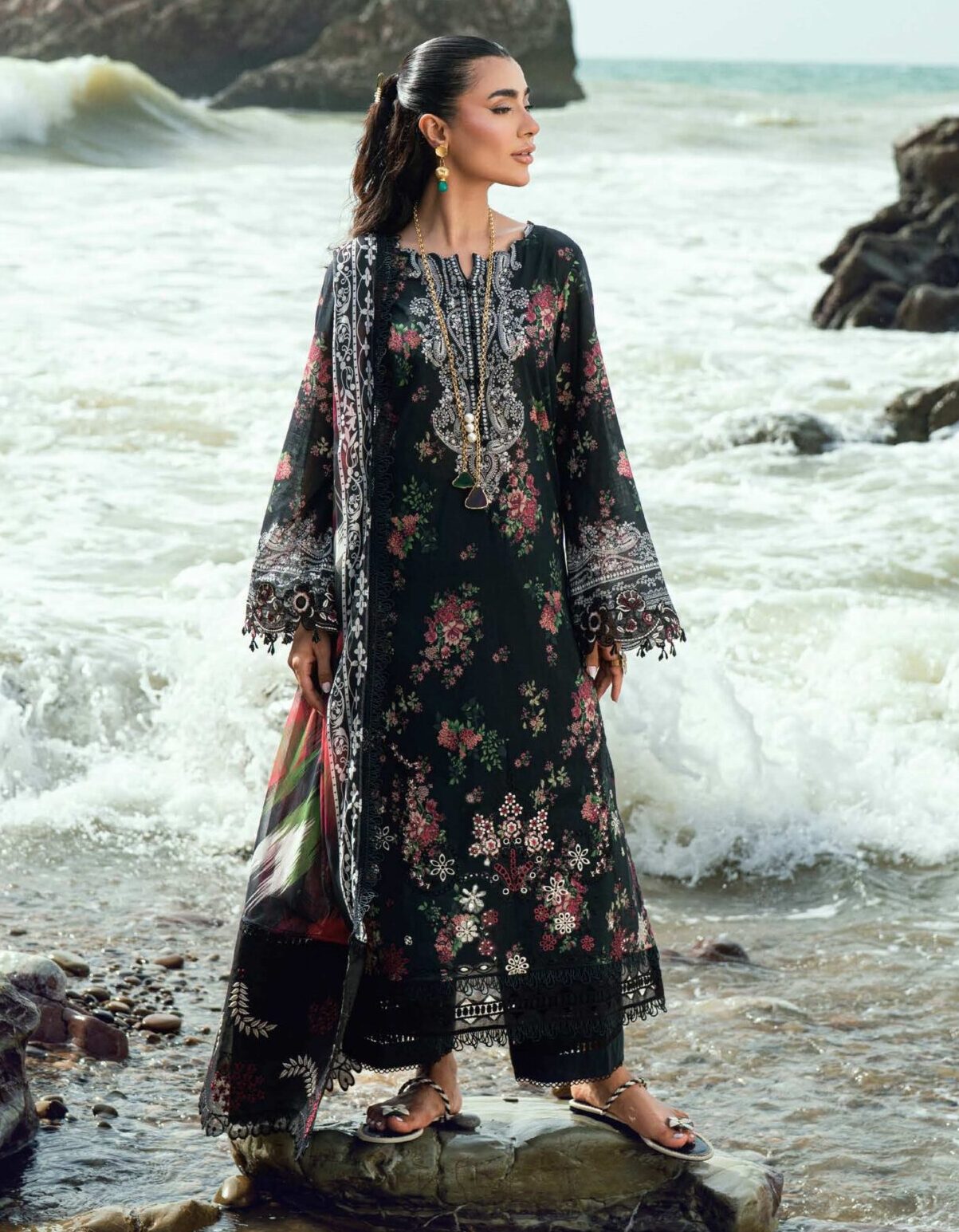 Nureh NSG-199 Emb Printed Lawn Dress In the USA