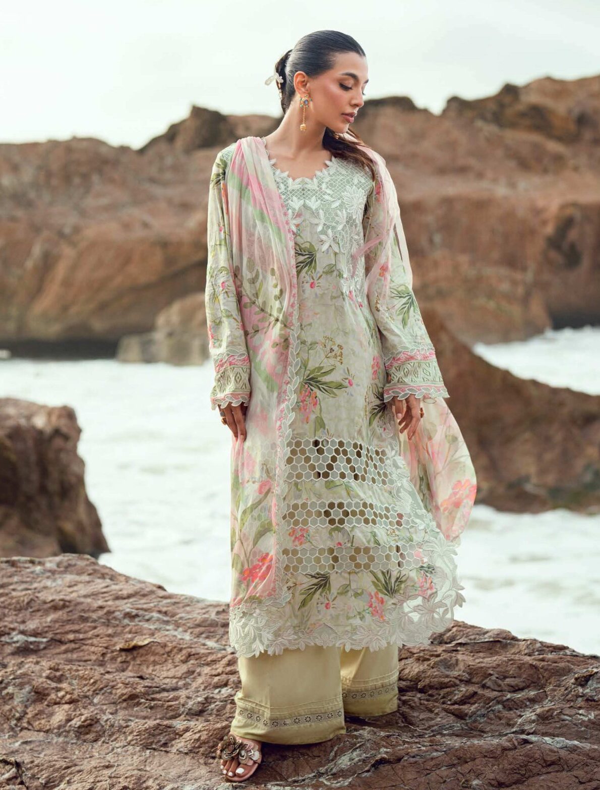 Nureh NSG-203 Emb Printed Lawn Dress In the USA
