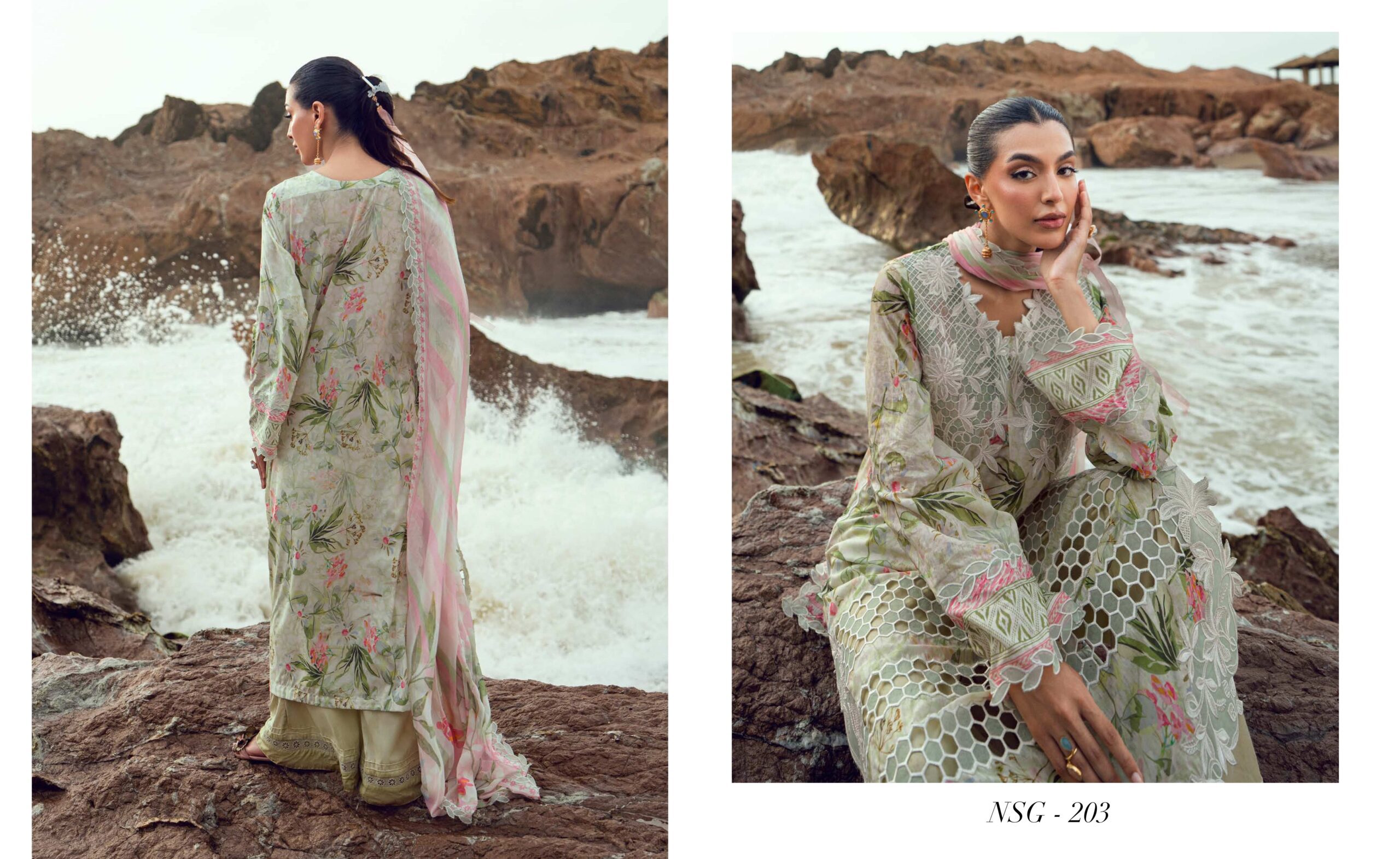 Nureh NSG-203 Emb Printed Lawn Dress In the USA