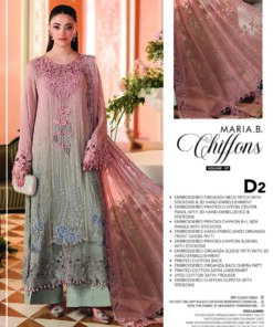 Maria B D2 Embroidery Chiffon Dress in the USA 