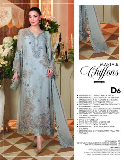 Maria B D6 Embroidery Chiffon Dress in the USA 