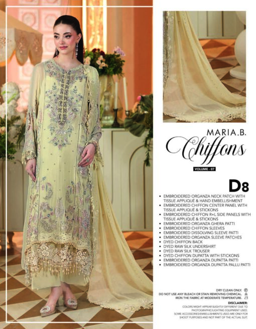 Maria B D8 Embroidery Chiffon Dress in the USA 