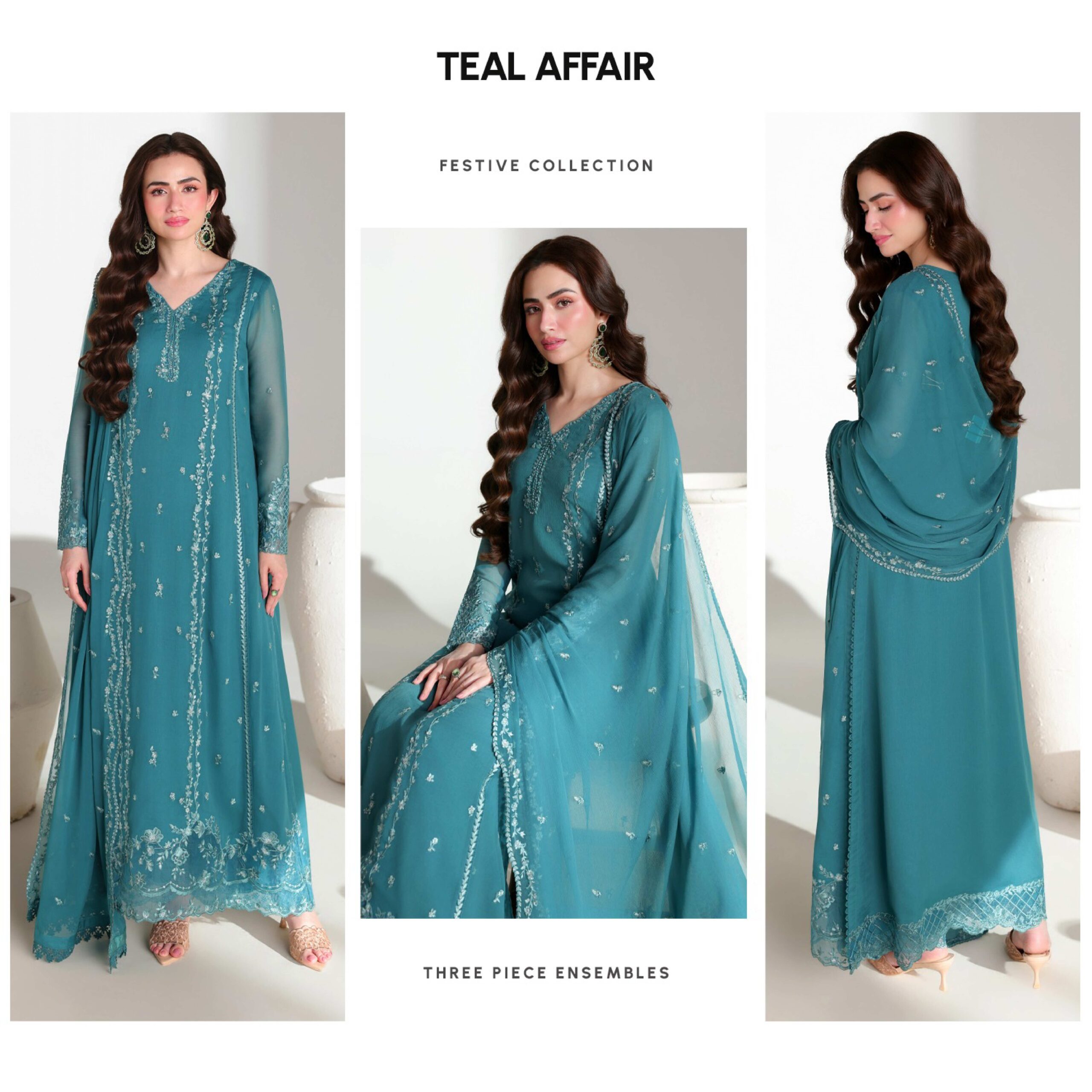 Azure Teal Affair Ensemble Festive Dress in the USA