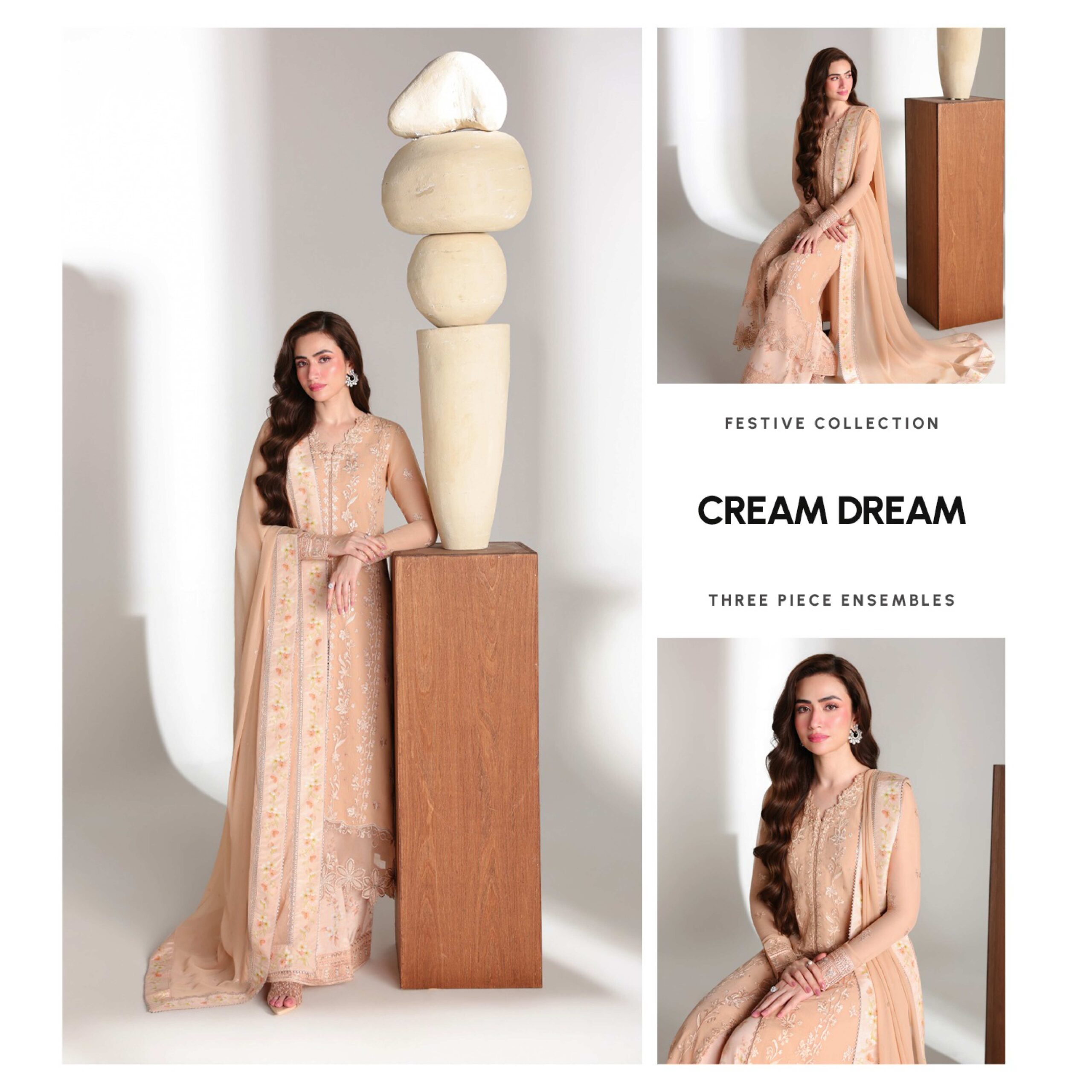 Azure Cream Dream Ensemble Festive Dress in the USA